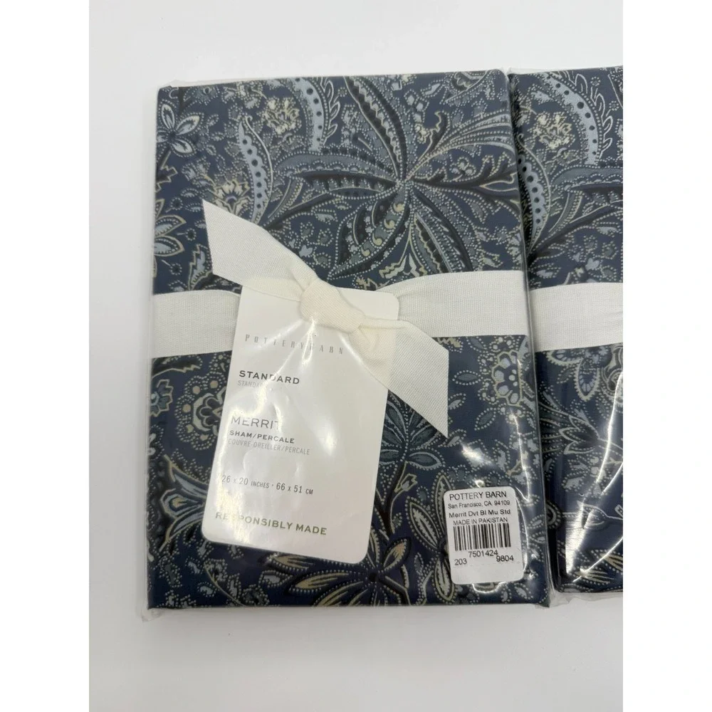 Pottery Barn Merrit Paisley Organic Percale Standard Sham Set Of Two Luxury